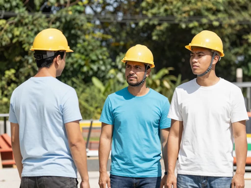Contractor crew in Plano wearing custom branded work shirts