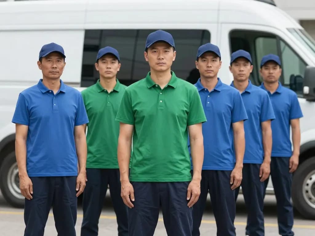 Range of contractor uniform apparel including shirts, hoodies, polos, and hats
