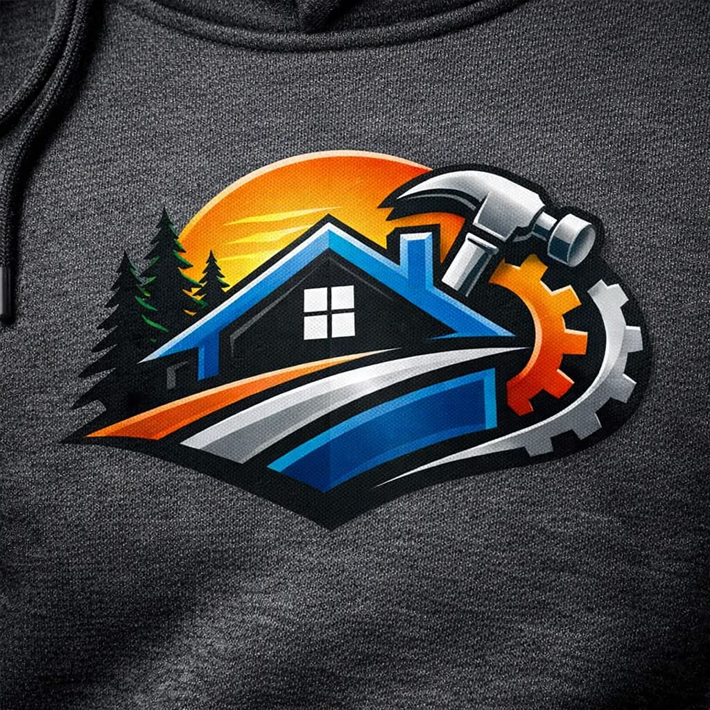 Full-color printing example on contractor t-shirt